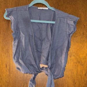 Abercrombie & Fitch Slate Blue Tie-Front Blouse
